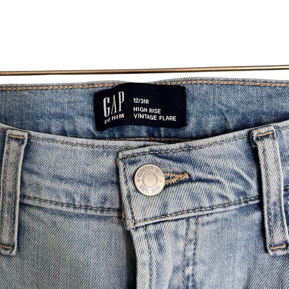 Gap High Rise Vintage Flare Jeans Women’s 12/31 Light Wash Retro Wide Leg Denim - Picture 4 of 7